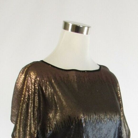Light brown black VINCE CAMUTO sequin blouse XS - Picture 4 of 8